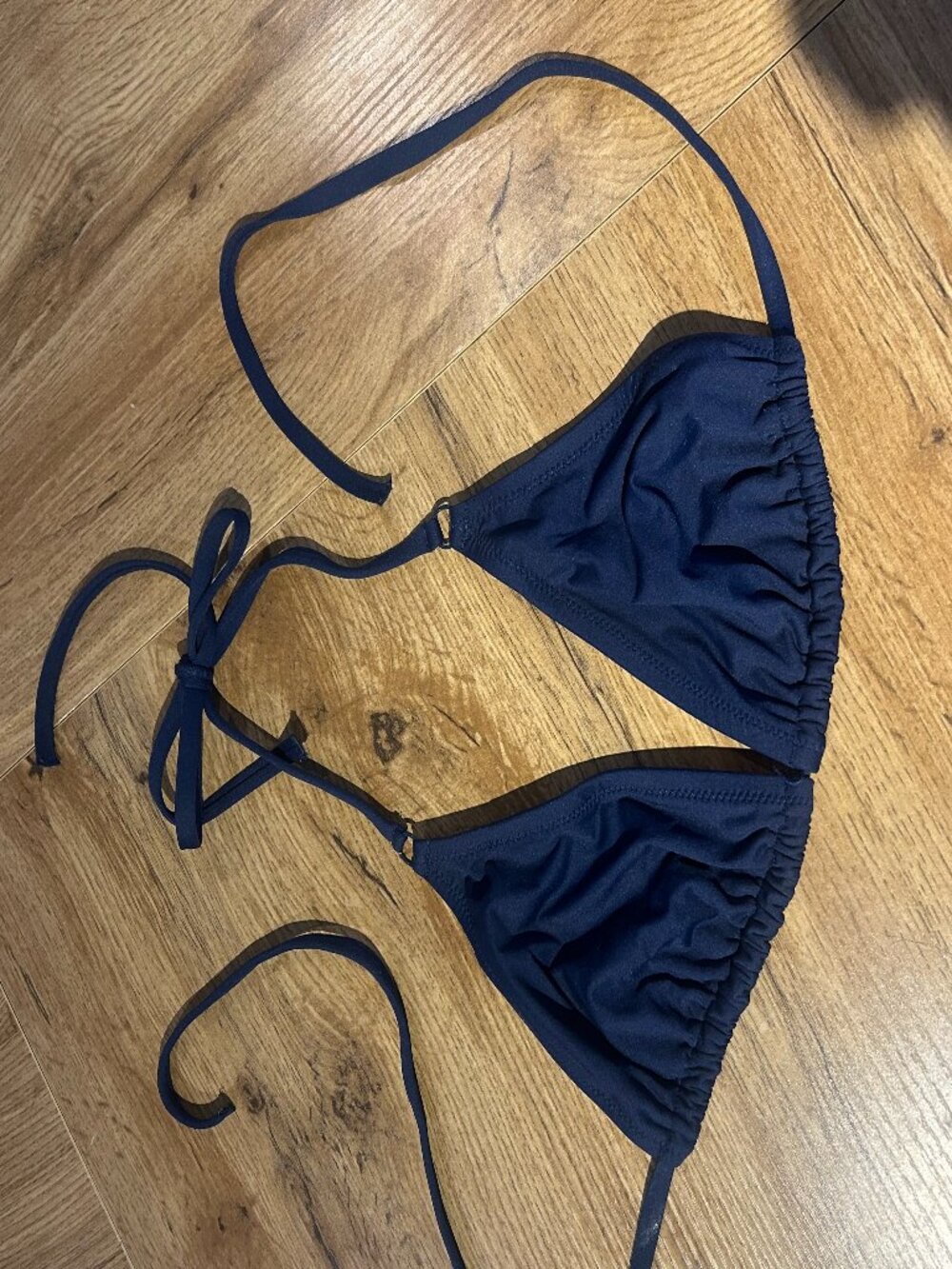 Lands End Navy Blue Triangle Bikini Top XS RUNS LARGE